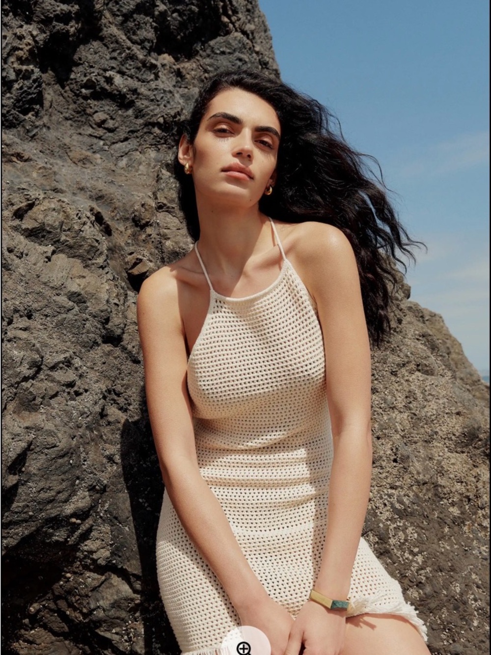 Reformation Cream Crochet Mini Dress